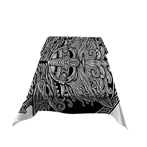 Aoyego Norse Pdin With Wolf And Swords Table Cloths Rectangle Celtic Viking Warrior Black Ring Tablecloths Decoration 50X72 Inch Polyester For Outdoor Indoor Home Party Picnic #TOP1