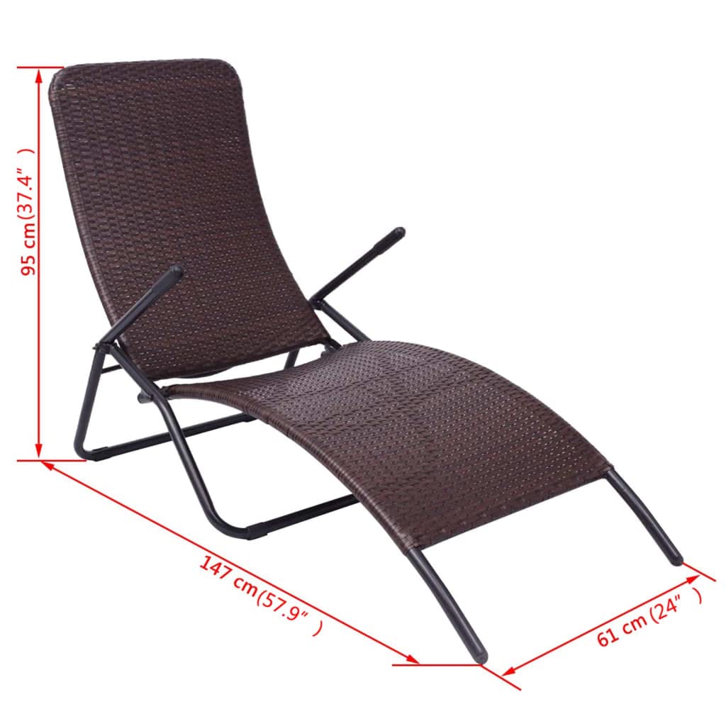 vidaXL Tumbona Plegable de ratán sintético marrón