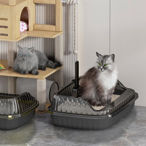 Arenero Semi Cerrado para Gatos Gris Pequeño miniatura 5