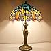 WERFACTORY Tiffany Lamp Stained Glass Bedside Table Lamp Navy Blue Yellow Turquoise Dragonfly 16X16X24 Inch Desk Light Metal Base Decor Bedroom Living Room Home Office S128 Series