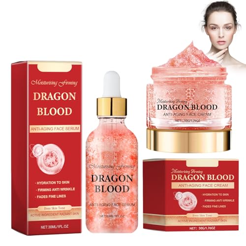 50g Crema Hidratante y 30ml Suero Antiarrugas Con Sangre De Dragón, Suero Hidratante Facial Reafirmante, Antiarrugas, Cuidado Antiedad Antiarrugas, Para Una Piel Suave Y Lisa, cream9-7