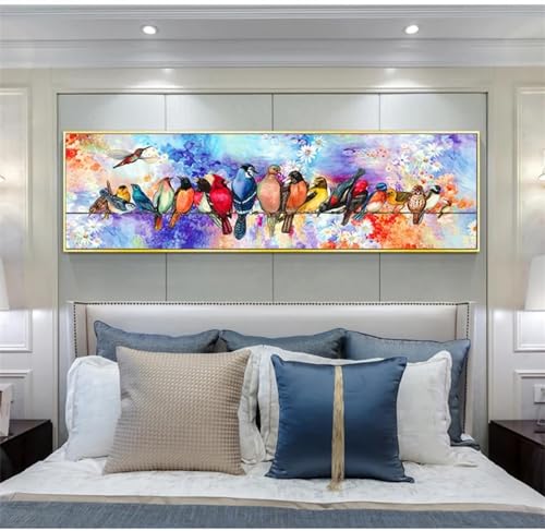 Affiches nature d'oiseaux colorés grand format 55x165cm pour salon