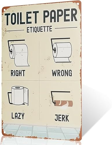 Letrero de metal con etiqueta de papel higiénico, 12 x 8 pulgadas