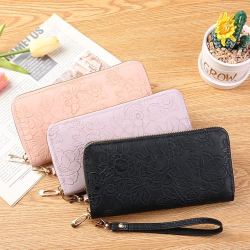 Women's Wallets Clutch Bags Cell Phone Bag with Embossed Design Large Capacity Credit Card Holder with Handles4
