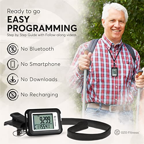 Ozo Fitness Sc 3D Digital Pedometer For Walking. Track Steps And Miles And Calories. Clip On Step Counter For Men, Women & Kids (Black) #TOP2