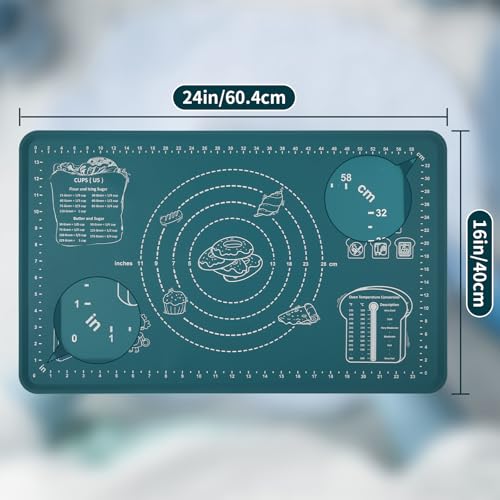 Image of DANIA & DEAN Silicone Baking Mat - Upgrade Mom Theme 26x16 Inch Extra Thick Pastry Mat with Measurements, Non-Slip and Reusable, Kneading Dough Mat for Kitchen Counter, Bread, Cookies, Pizza, Pasta