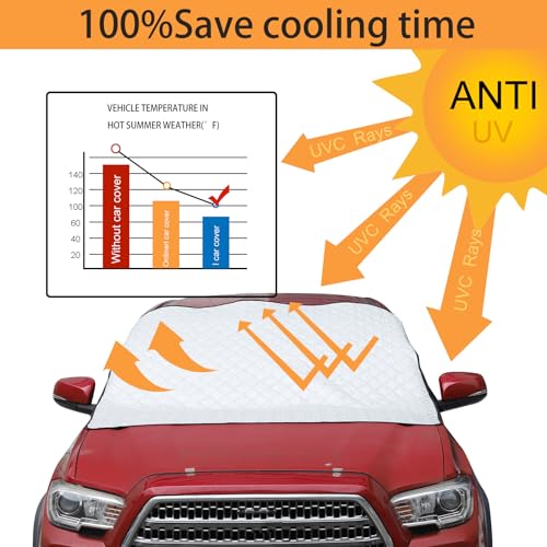 Image of Windshield Snow Cover Fit for Toyota Tacoma 2015-2022, Front Windshield Cover for Ice and Snow, Auto Extra Thick Windshield Ice Cover Protects Windshield from Rain, Sun, Frost