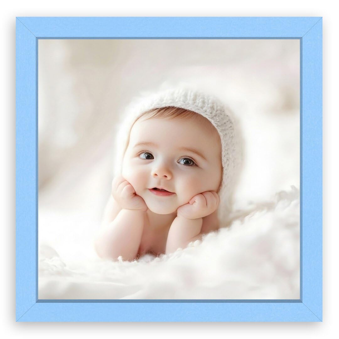 Procut Global Baby Blue 17x17" Sleek Picture Frame for Nursery, Baby Gift - Photo Frame with Perspex Front, Wall or Tabletop Display - Keepsake for Newborn, Baby Shower & First Photo Memories