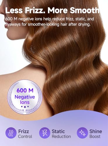 Image of Hair Dryer with Diffuser, Ionic High-Speed Blow Dryer 600 Million Negative Ions, Fast Drying, Quiet & Lightweight Hair Dryer for Women & Men, Smart Touch Screen Professional Hair Dryer for Curly Hair