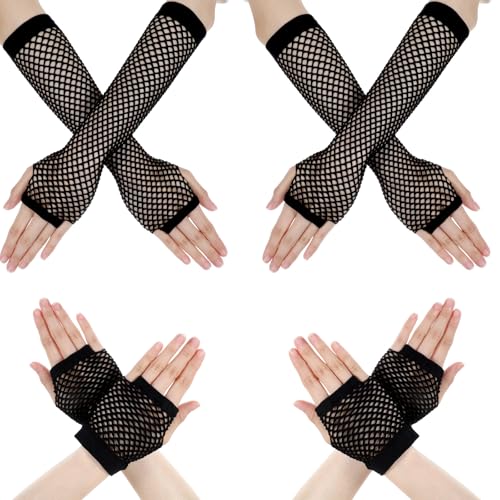 Bremorou 4 Pairs Black Fishnet Gloves Long and Short Mesh Fingerless Gloves Fingerless Mesh Glove Fish Net Arm Sleeves 80s Party Cosplay Costume Accessories for Women Halloween Gifts Polyester Bremorou 4 Pairs Black Fishnet Gloves Long and Short Mesh Fingerless Gloves Fingerless Mesh Glove Fish Net Arm Sleeves 80s Party Cosplay Costume Accessories for Women Halloween Gifts Polyester