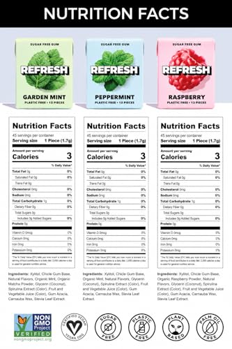 Image of Refresh Plant Based Gum, Sugar Free, Xylitol, 12 Pcs, 6 Pack (Best Sellers Variety Pack)