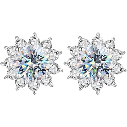 Newsoul ✦ Wedding Gifts for Women, Moissanite Earrings, S925 Sterling Silver 0.5ct D-color Pure VVS1 Sunflower Moissanite Earrings, Engagement Gifts Cover
