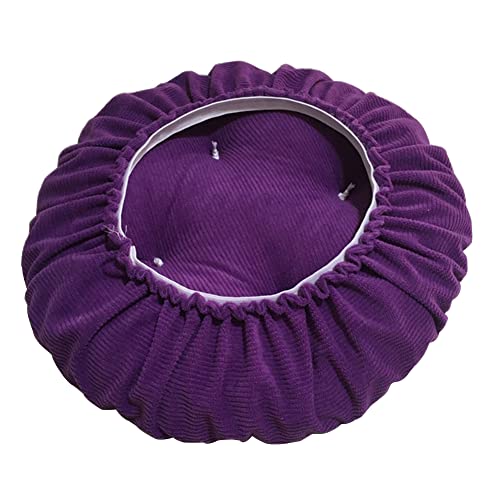 Round Chair Pads Solid Color Thicken Dining Chair Cushions Super Soft Corduroy Seat Cushion Garden Patio Home Cushion Pad (Diameter:25cm(10inch), Purple)