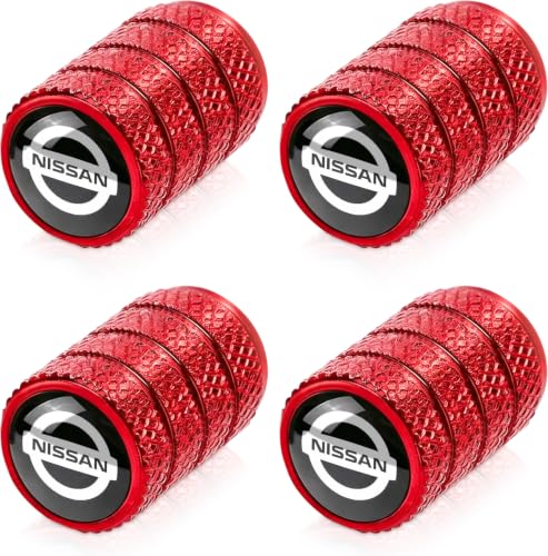 Image of 4pcs Tire Valve Stem Caps, Compatible with Nissan Series Stem Cap Universal Car Air Cover Car Accessories for Cars, SUV, Truck, Motorcycles Red