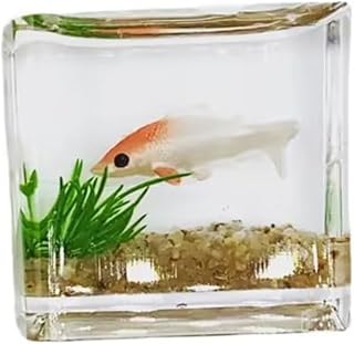 White Goldfish Charm of A Mini Tank with This 1:12 Scale Miniature Accessory Square Fish Tank Realistic Glass Decor for Dollhouse Display Captivating Miniature for Crafts Ornaments Handmade Landscape