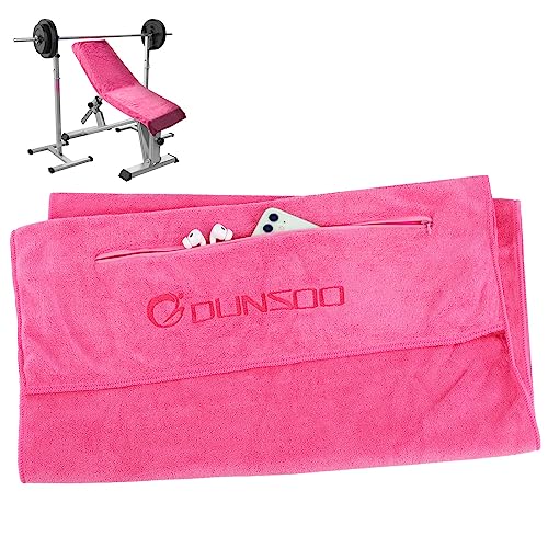 DUNSOO Fitness Handtuch I 120x50cm I Mikrofaser Sporthandtuch mit Reißverschlusstasche für Fitnessstudio und Training I Gym Handtuch (Rosa) – Ansicht 1