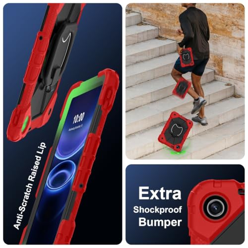 Funda Xiaomi Redmi Pad SE 9.7 con soporte giratorio 360 y triple capa roja 5