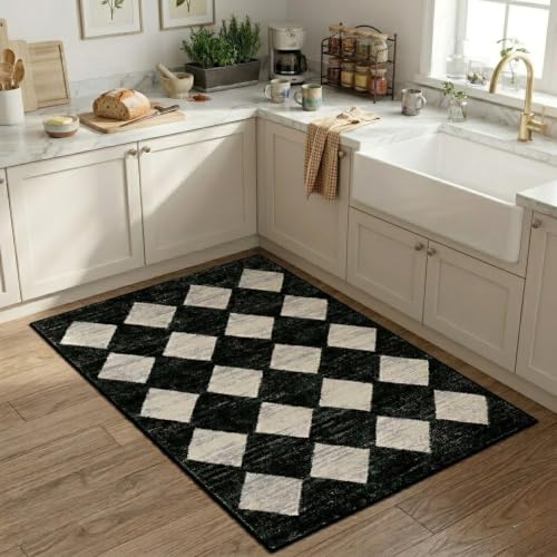 Alfombra decorativa Lahome negro 2x2.9 pies miniatura 3