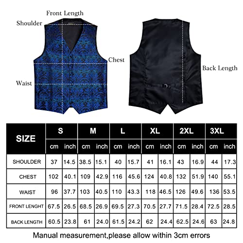 Dibangu Navy Blue Vest And Bowtie Sets Men's Suit Vests Silk Paisley Vest & Tie Sets For Men Business Wedding #TOP2