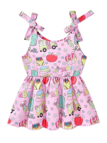 Image of Toddler Girls Clothes Summer Short Set Outfit Tie Knot Shoulder Sleeveless Ruffle Tops and Shorts 2PC Clothing Set