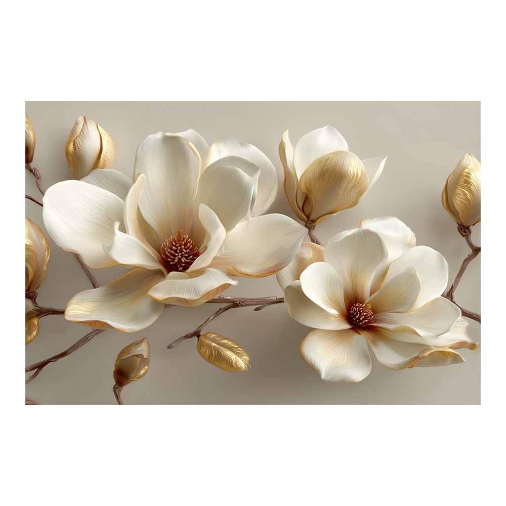 ZAMAEIU Canvas Print Wall Art Magnolia blossoms Modern Nature Landscape Poster, for living room, bedroom,Corridor Office Room Decoretc.(white)-50x70cm Unframed
