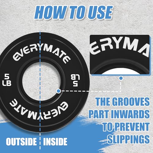 Image of EVERYMATE Change Weight Plates 1.25LB 2.5LB 5LB Set Fractional Olympic Bumper Plates for Cross Training Steel Insert Strength Training
