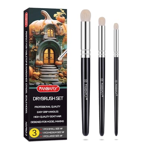 PANDAFLY Drybrush Set - 3 Sizes Hobby Detail Paint Brush
