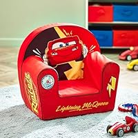 Disney Lightning McQueen Cars Foam Armchair, Toddler Sofa Chair, Soft Foam Seat, Lightweight & Comfortable (Red)