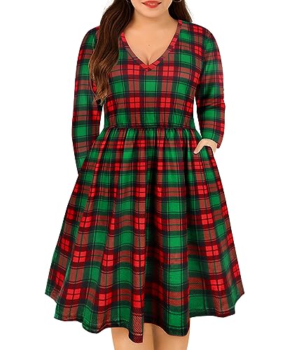 Image of RITERA Plus Size Dresses for Curvy Women Summer Spring Womens Dress V Neck Short Sleeve Casual Dress with Pockets XL-5XL