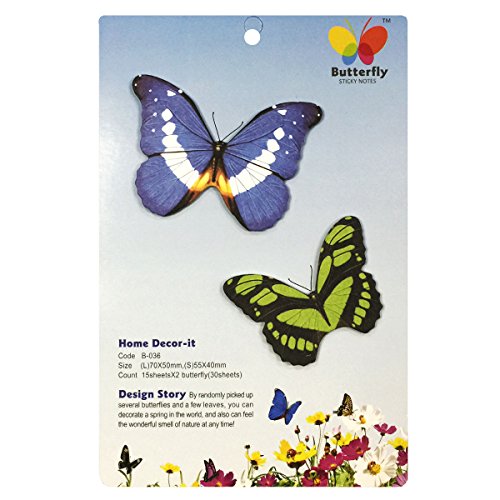Memo sticky notes Papillon Signet Wrapables bleu vert marque page repositionnable