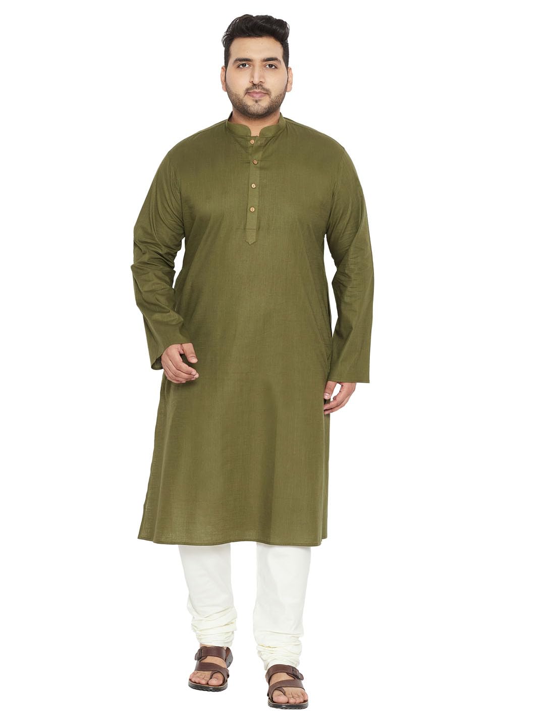 vastramay plus Men's Cotton Blend Kurta Pyjama Set-picture-36