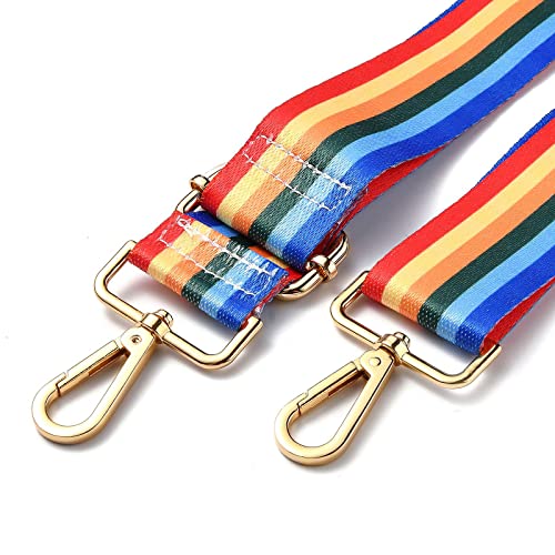 Image of BEEFLYING Rainbow Purse Strap Stripe Shoulder Strap Replacement Belt Crossbody Canvas Nylon Bag Straps for Bag Replacement Repairing Accessories