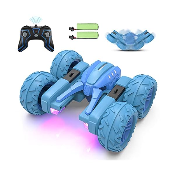 Ferngesteuertes Auto Spielzeug: RC Drift Car ab 8+ Jahre Jungen Mädchen Kinder, RC Stunt Auto 4WD 2.4 Ghz Doppelseitig Rotierendes 360° Offroad Rennauto, RC Auto Geschenke zu coolen LED leuchten