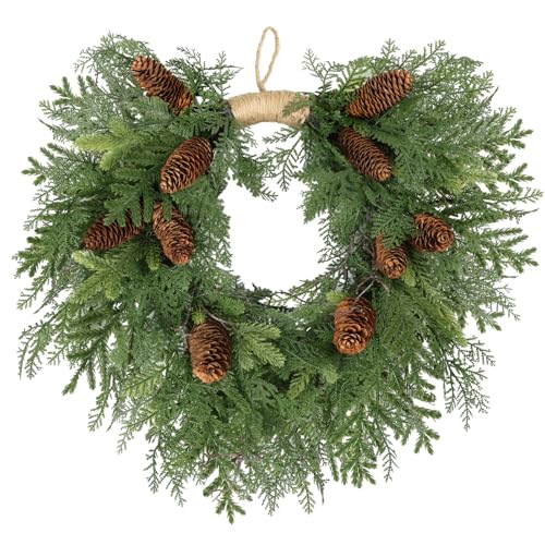 Christmas-Wreath-Decoration-22-Artificial-Pine-Christmas-Wreaths-for-Front-Door-with-Pine-Cones-Cedar-Wreath-for-Home-Winter-Thanksgiving-Xmas-Outdoor-Indoor-Mantel-Wall-Window-Party-Holiday-Decor Christmas Wreath Decoration 22 Artificial Pine Christmas Wreaths for Front Door with Pine Cones Cedar Wreath for Home Winter Thanksgiving Xmas Outdoor Indoor Mantel Wall Window Party Holiday Decor