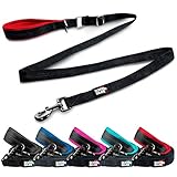 Black Rhino hundeleine justierbares länge (3-5 fuß) mit weichem neopren gepolsterten Griff | Heavy Duty Lead für Easy Control | small medium Large rassen | reflektierende Stitching (rot / schwarz)