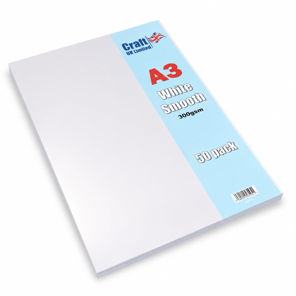Craft UK 2010 A3 300gsm Smooth Card - White (Pack of 50 Sheets)