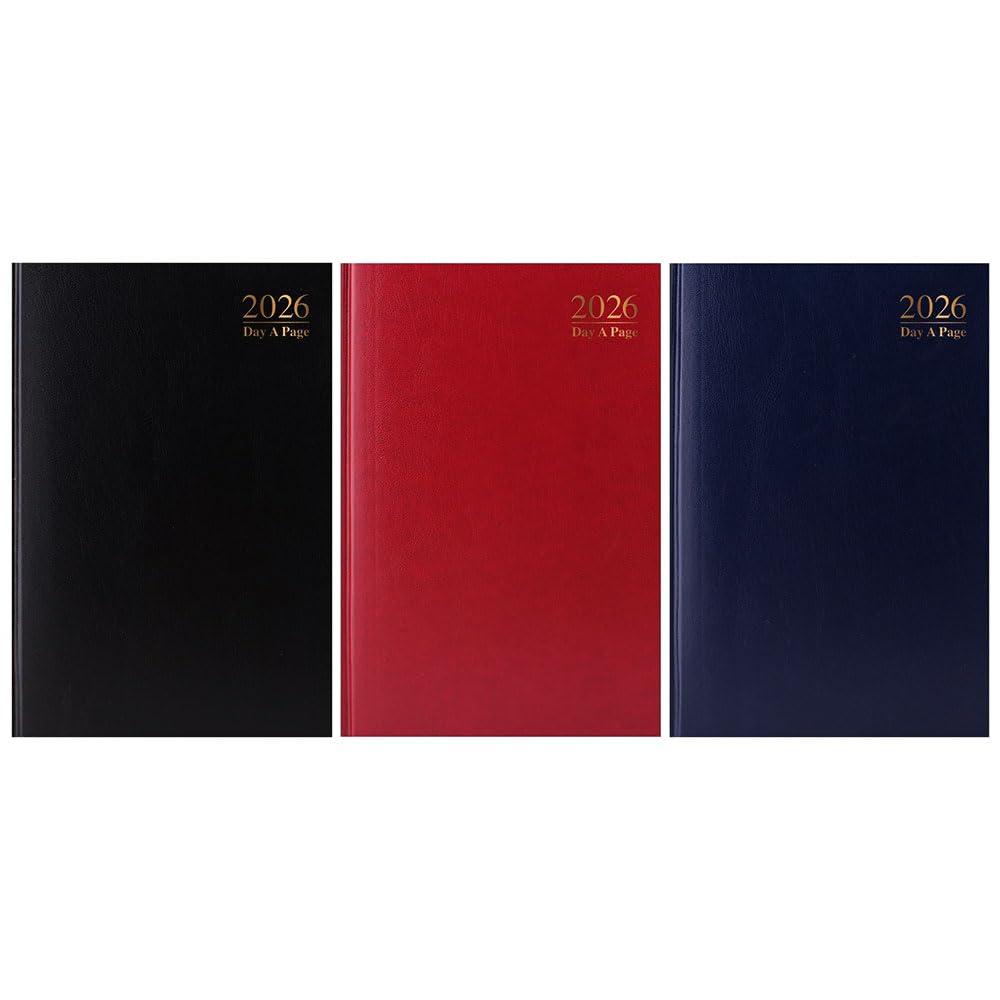ZINNIAUK 2026 A4 Day a Page Diary Hard Cover Premium Daily Planner Organiser in Assorted Colours for Home Office School Appointments Notes and Scheduling