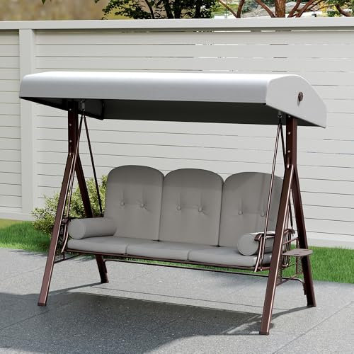 Outsunny 3 Seater Canopy Swing Chair with Cushions - Image 9