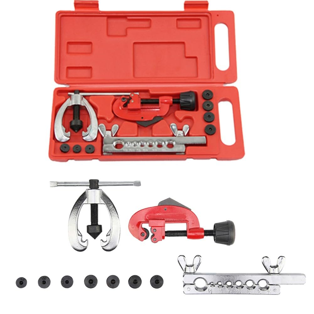 Kit de abocardado doble para tubos de cobre con 7 troqueles y estuche