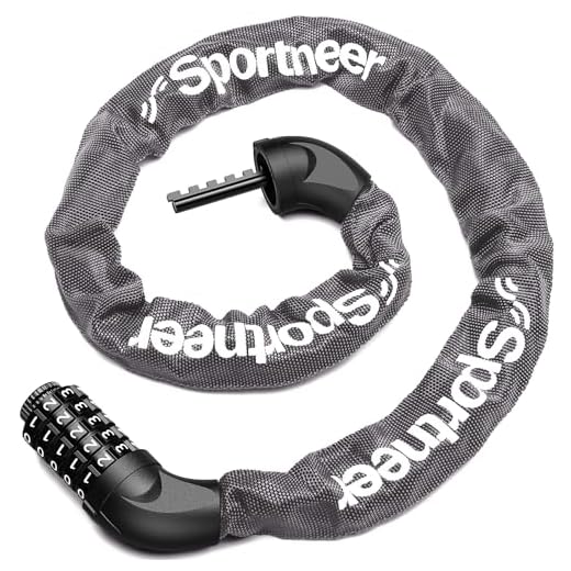 Sportneer Cadeado de bicicleta: Combinação de 5 dígitos Cadeado de corrente de bicicleta anti-roubo de alta segurança com 1 m de comprimento - Trava de bicicleta sem chave reinicializável resistente