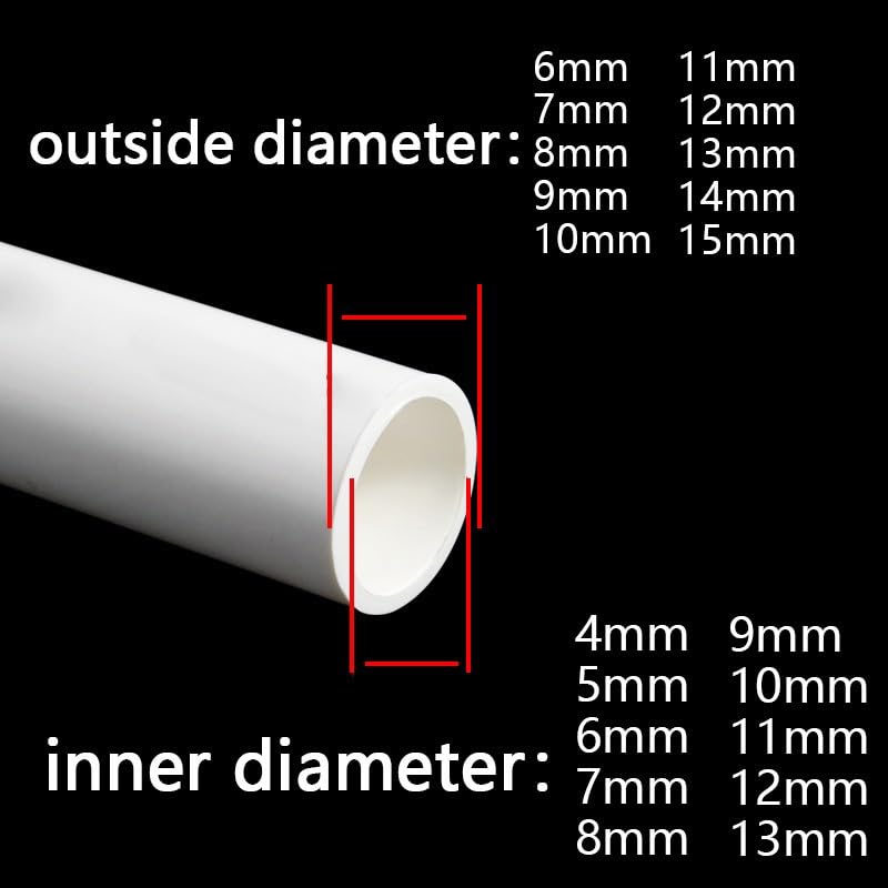 flexiable rubber 2pcs White PVC Pipe Hi-quality Water Supply Pipe Irrigation Fish Tank PVC Pipe Aquarium Drainpipe Water Tube 50cm O.D 20mm to 50mm drain elastic (Color : 2 Pcs, Size : 12mm X 14mm)