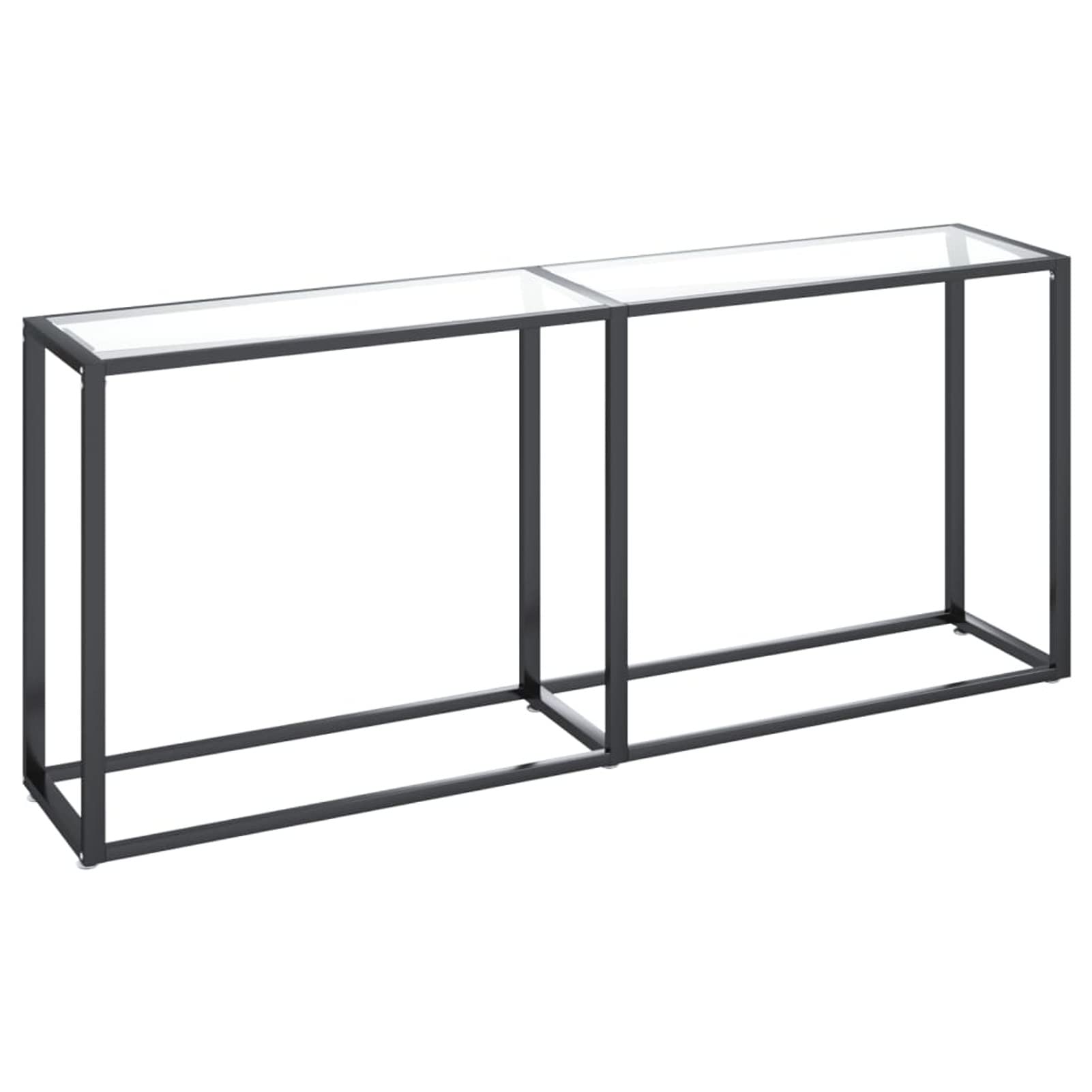 Stolik konsolowy przezroczysty 180 x 35 x 75,5 cm ze szkła hartowanego, stolik konsolowy z szufladą, stolik wejściowy w stylu vintage, wąski, stolik boczny z 2 półkami do przechowywania, do