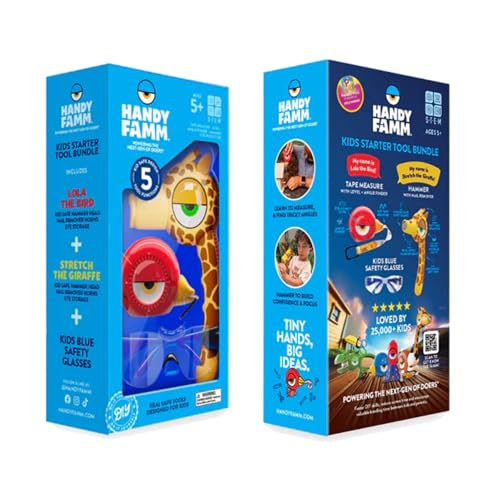 Handy Famm Kids Real Tool Set, 3 Piece Starter Kit, Ages 5+