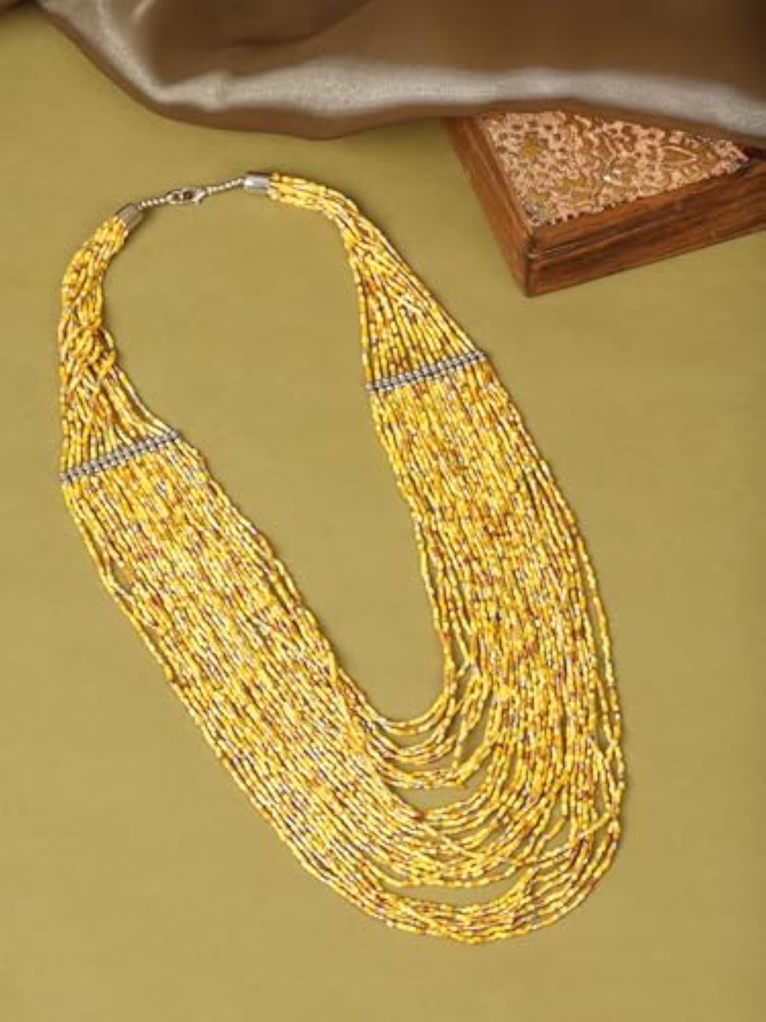 Multilayer Multicolor Glass Necklace Mala, Indian Western Style