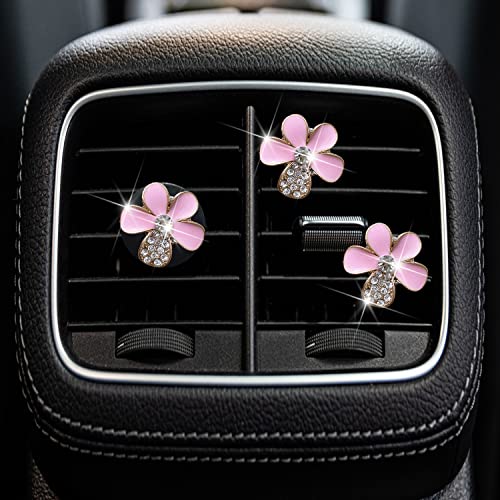 Image of Bling Daisy Air Vent Clips, 3 Pcs Cute Flower Car Air Fresheners Vents Clips Diamond Vent Clip Car Interior Decor Charm Cute Car Accessories Car Decoration for Women (Pink)