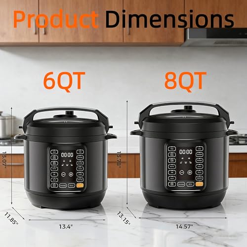 Image of Simple Deluxe 6QT Electric Pressure Cooker, 16-in-1 & Non-Stick Stainless Steel Multi Cooker with 12 Presets for Slow Cook, Meat Stew, Steam, Saute, Canning, Yogurt Maker, Dishwasher Safe, Black