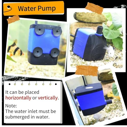 Image of Conquerall CHA-850 230GPH 900L /H AC 110V Submersible Pump 15W Fountain Pump with Flow Control 5.25ft High Head for Fish Aquariums, Pet Fountains, Indoor or Outdoor Pond Fountains and Pumps Hydroponics