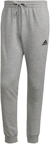 Adidas Mens Essentials Fleece Regular Tapered Pants Medium Grey Heather/Black Large
