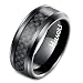 HERACULS 8MM Tungsten Carbide Ring for Man Black Carbon Fiber Inlay Polish Edges Wedding Engagement Band Ring Size 8