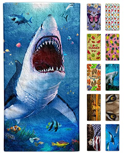 alottagifts Shark Beach Towel 30' x 60' Microfiber Sand Free Quick Dry Travel for Adults Teen Children (Sharks)